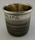 Novelty English Sterling Silver Thimble Tot Shot Cup Beaker Measure 1957 Barware