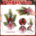 12pcs Christmas Artificial Poinsettia Flowers poinsettia And Holly Berries Silk