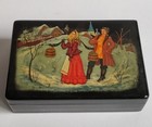 Vintage Russian Fedoskino     Hand Painted Lacquer Box-traditional Russian Scene