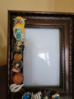 Vintage Jewelry Decorated Art Picture Frame Rhinestone Embellished 4x6 Photo