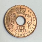 1957 H East Africa 5 Cents Bronze  Qeii   Tusks  Km 37  Unc