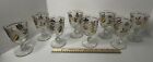 Set Of 8 Vintage Libbey Glass Golden Foliage 8 Oz Water Wine Goblets Glasses  