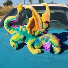 Melissa   Doug Plush Dragon Kids Large Green Tie-dye Winged Stuffed Animal Nwt