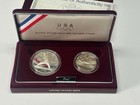 1992 U s  Mint Uncirculated Olympic 2 Coin Set - Silver Dollar   Clad Half Coa
