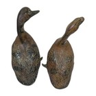 Pair Of Midcentury Vintage Brass Standing walking Ducks Great Patina