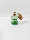 Vintage I w rice Green Crackle Glass Perfume Bottle Atomizer Japan Antique_bi