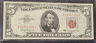 U s  Bills Starter Lot  5 00 Red Seal   2 00 Red Seal  Silver Cert   Unc   2 00