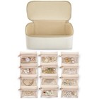 Travel Jewelry Organizer Case With 12 Clear Velvet Pouches  White Travel Storage