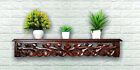 Hand Carved Decorative Brown Wooden Wall Mounted Shelf  Bracket Vintage Finish
