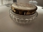 1950 Vintage Glass Metal Trinket Or Powder Jar With Lid 