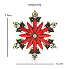 Red Rhinestone Snowflake Brooch Pin For Women Christmas Holiday Party Jewelry 