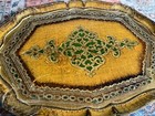 Large Vintage Italian Florentine Tole Ornate Gold   Green 19    Oval Serving Tray