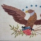 Vintage Needlepoint Americana Bald Eagle Patriotic Wall Art With Antique Frame