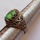 Rare Vintage Silver Ring With Green Stone Carnelian Ornate Handcrafted