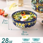 Cereal Bowls Set Of 6  Bohemian Ceramic Soup Bowls  28 Oz Colorful Bowls Set