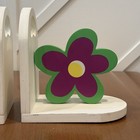 Wooden Flower Bookends Set Of 2 Purple Green White Daisy Girl Room Nursery Decor
