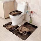 Leopard Shower Curtain Set Bathroom Small Rug Anti-slip Floor Mat Toilet Cover