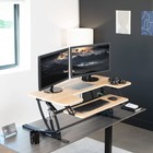 Vivo 42 Inch Height Adjustable Stand Up Desk 42   Light Wood  Black