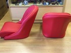 Pair Bb Vintage Classic Car Seats Low Rounded Back Red   Universal Runners 