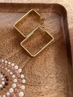 Set Of Two Vintage Gold Tone Metal Hoop Earrings