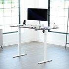 Vivo Electric 63    X 32    Stand Up Desk  Dark Walnut Table Top  White Frame