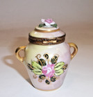 Peint Main Limoges-pot Shaped Box In Ronsard Style
