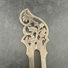 Antique Victorian Sterling Silver Hair Pin Fork Bun Pick Twisted Tines Ornate