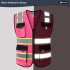 Safety Vest For Men Women Hi Vis Reflective Vest Jk220 Pink L   Ansi Stands  5 U