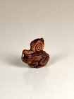 Antique Japanese Netsuke Snail Climbing Frog Boxwood Carving Edo Meiji Style