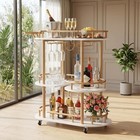 3 Tier Bar Cart Rolling Home Bar Serving Cart Kitchen W  Wine Rack Glass Holder