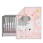 Lambs   Ivy Jazzy Jungle 3-piece Safari Animals Pink Baby Crib Bedding Set