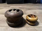 Lot Of 2 Antique Ships Deadeye Block Pully Boat Nautical  Wood Maritime
