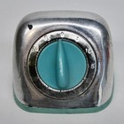 Vintage Kitchen Timer Silver Tone Turquoise Blue Metal Plastic Atomic Worn