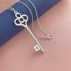 Womens 925 Sterling Silver Key Pendant 18  Rolo Link Chain Necklace  n265
