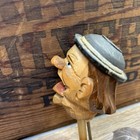 Vintage Hand Carved Wood Gentleman Bottle Stopper Wine Liquor Pourer
