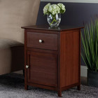 Winsome Accent Table Walnut Finish Metal Knob Drawer Closed Cabinet Tapered Legs