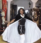 Vintage Classic Velvet Black   Cream White Long Cape Coat S-m
