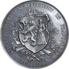 Switzerland Thurgau 1890 Unc Shooting City View Medal Silver Swiss Unc Rare