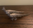 Vintage Italian Silver-tone Metal Pheasant Birds Male   Female Set Italy Stamped