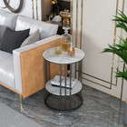 2 Tier Sintered Stone End Table Round White Sofa Side Tablesmall Coffee Table Wi