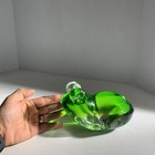 Large Solid Crystal Art Glass Green Frog Figurine