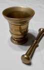 Vintage Brass Mortar   Pestle      Apothecary    solid Brass Antique 4 1 2 In  Tall