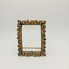 Vintage Brass Mini Picture Frame Gold Gilt Brass Floral Filigree - Mementos