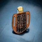 Premium Hand-stitched Leather Belt Slide Sheath For Folding Knife Exotic Pattern