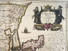 China 1646 Jan Jansson Large Antique Engraved Map 17th Century