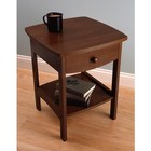 Wood Curved End Table Night Stand 22x18 18-inch One Drawer Brown 94918