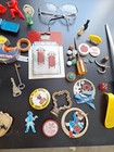 Junk Drawer Lot Lemax Sled  Toys  Collectible  knife Sharpener Vintage Key Misc 