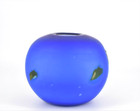 Azerbaijan Round Spherical Orb Vase Cobalt Satin Art Glass 7  Hand Blown