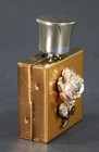 Vintage Miniature Glass Perfume Bottle In Metal Case Floral   Gold Tone 2  Euc
