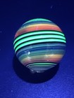 Contemporary Handmade Art Glass Marble 1 04  Tight Banded Swirl  Uv Green Glow 